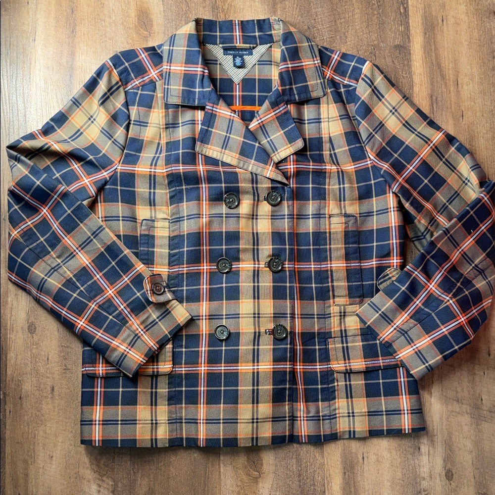 Tommy Hilfiger Navy, Red and Cream Plaid Jacket Blazer XL